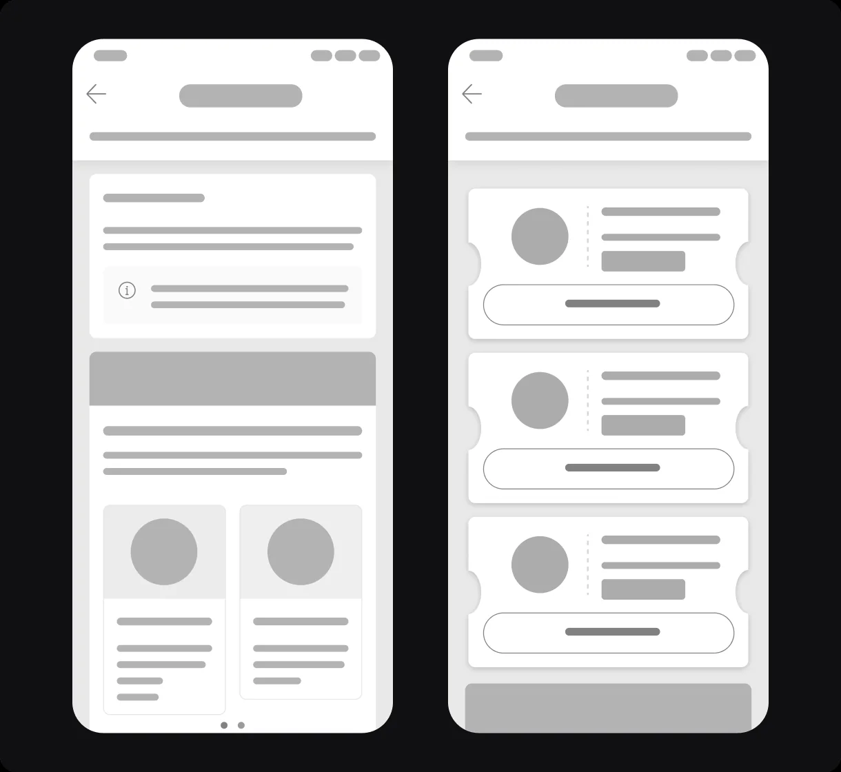 Low-fidelity wireframe of the Club Entel Home