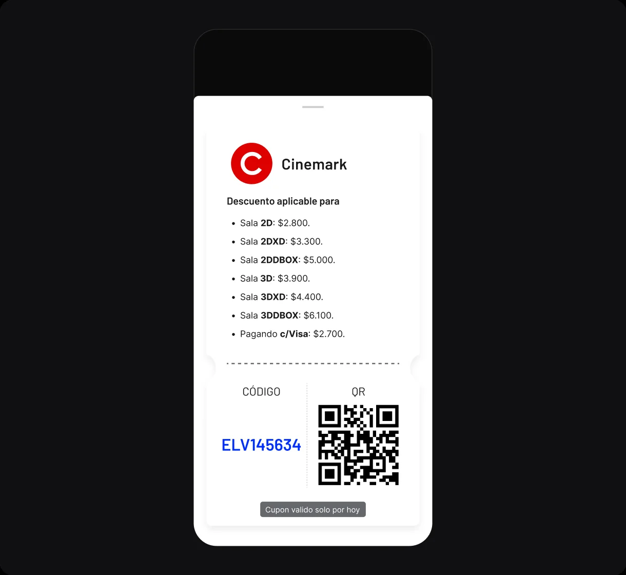 Final redemption screen: Starbucks coupon with code, QR and visible validity