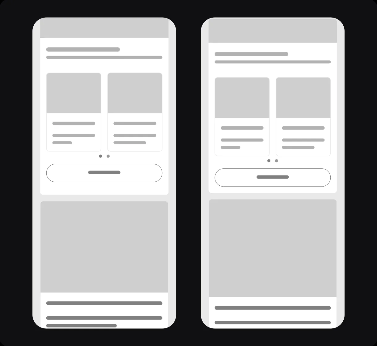 Low-fidelity wireframe with benefit sections by category