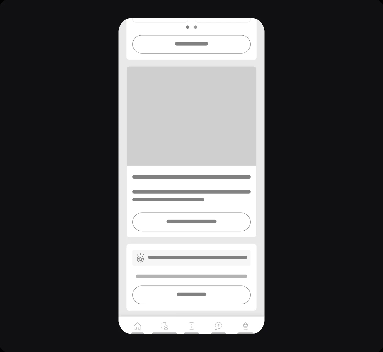 Low-fidelity wireframe with the accumulated points and conditions block