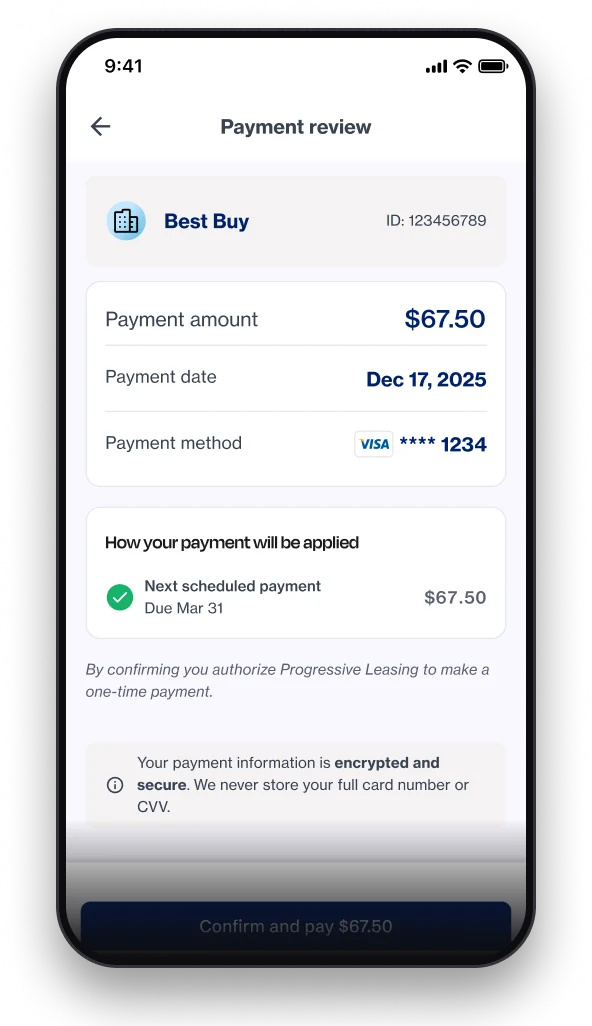 Three screens from the new payment flow: one screen, confirmation, and done — 2