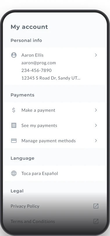 Previous screen with leases shown as menu rows